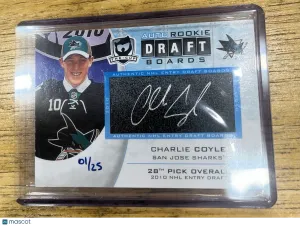 2013-14 The Cup Auto Draft Boards #DB-CC Charlie Coyle 01/25 Bookend Sharks