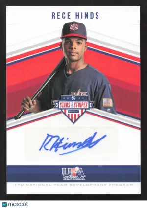 2018 Panini USA Baseball Stars & Stripes Rece Hinds #SS-RH 17U National Team Signatures SN,AU