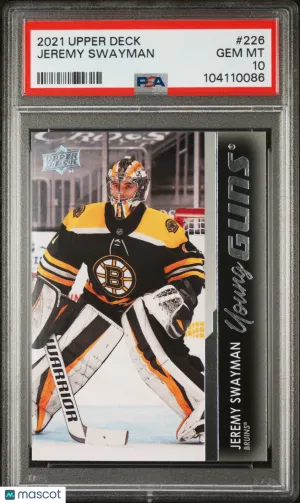 2021-2022 Upper Deck Jeremy Swayman #226 Young Guns Rookie PSA 10