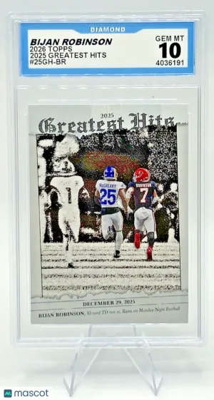 2026 Topps Bijan Robinson 2025 Greatest Hits 25GH-BR Falcons Diamond Gem 10
