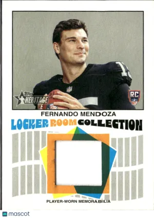 Fernando Mendoza 2026 Topps Heritage Player-Worn Memorabilia Las Vegas Raiders