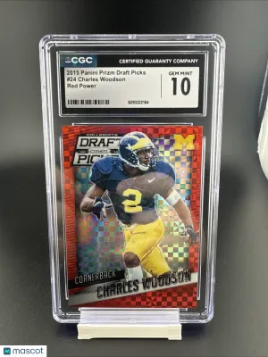 Graded 2015 Panini Prizm Collegiate Draft Picks Charles Woodson #24 Refractor CGC 10 Football Card