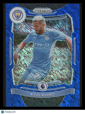 Riyad Mahrez 2021 Panini Prizm Premier League #11 Blue Shimmer Prizm 7/8 Manchester City