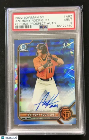 Anthony Rodriguez 2022 Bowman S/E #BSPAARZ-Chrome Prospect Auto PSA 9