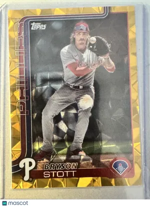 2025 Topps Series One Bryson Stott #147 Yellow Crackle Foil /50