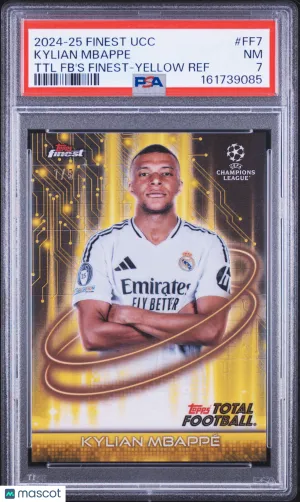 2024-25 Topps Finest UCC Soccer Kylian Mbappe #FF7 Yellow Ref 1/5 PSA 7