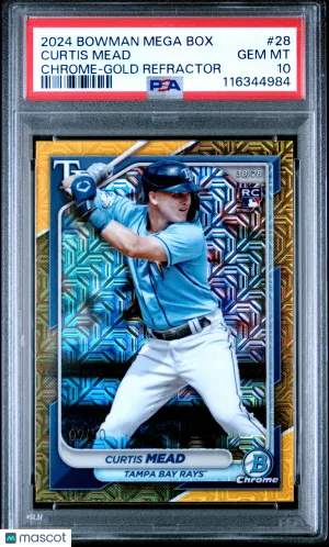 Curtis Mead 2024 Bowman Mega Box Chrome #28-Gold Refractor /50 PSA 10