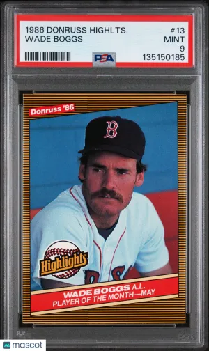 1986 Donruss Highlights Wade Boggs #13 [Base] Base Set PSA 9