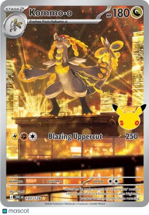 Pokemon TCG 30th Celebration Kommo-O Holo Secret Rare #143/128