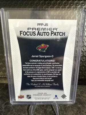 Jared Spurgeon Premier Focus Auto Patch /99 back