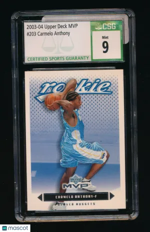 2003-04 Upper Deck MVP Carmelo Anthony #203 Rookie Base Set CSG 9