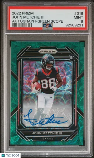 2022 Panini Prizm John Metchie III Autograph Green Scope PSA 9