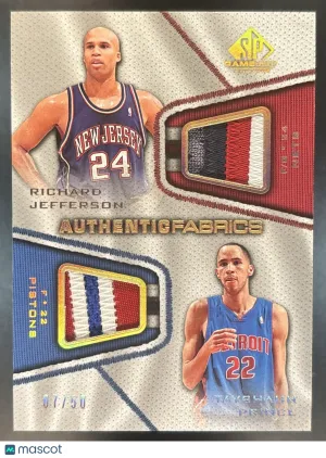 Game Used Richard Jefferson Tayshaun Prince Authentic Fabrics Dual Patch #AFD-JP Atlanta Hawks
