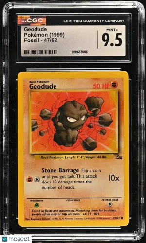Geodude 1999 Pokemon Fossil CGC 9.5 #47/62