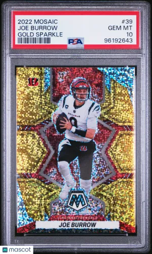 2022 Panini Mosaic Joe Burrow #39 Gold Sparkle PSA 10