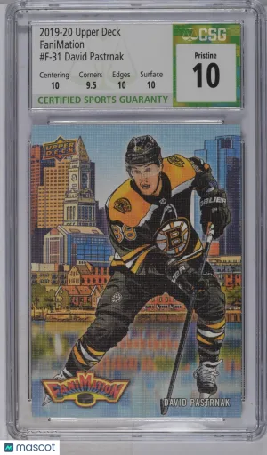 2019-20 Upper Deck David Pastrnak #F-31 FaniMation CGC 10 Pristine Black Label