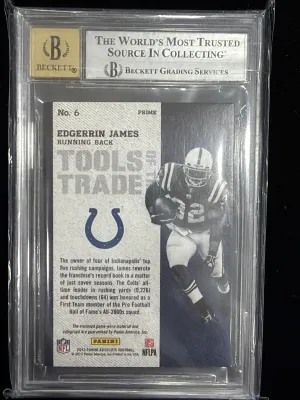 2013 Absolute Tools of the Trade Material Autographs Shoes Prime Edgerrin James #6 /10 BGS 8.5 Auto 10 back