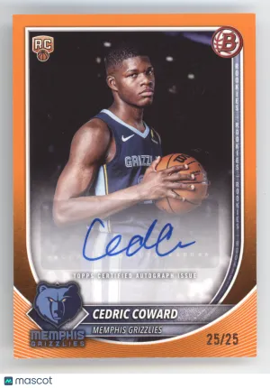 2025 Bowman Basketball Cedric Coward #RVA-CC Autograph Orange 25/25 RC