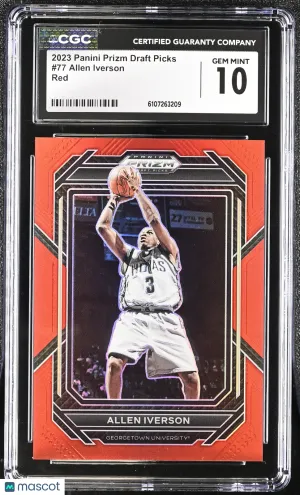 Graded 2023 Panini Prizm Draft Picks Allen Iverson Red /299 #77 CGC 10 Basketball Card Georgia Tech