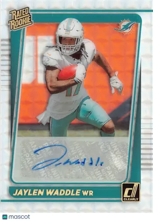 2022 Panini Clearly Donruss Jaylen Waddle Rookie Autograph #64 Miami Dolphins