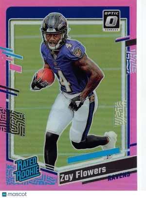 2023 Panini Donruss Optic Zay Flowers Pink Rookie #210 Baltimore Ravens