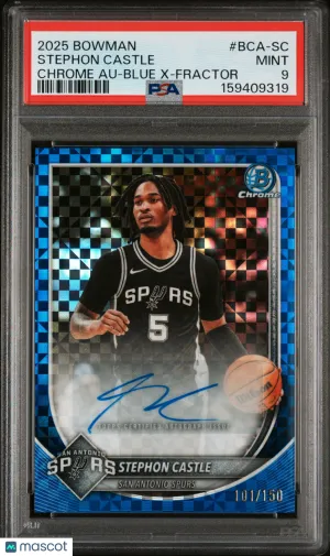 2025-26 Bowman Chrome Autographs Stephon Castle Blue X-Fractor #BCA-SC PSA 9