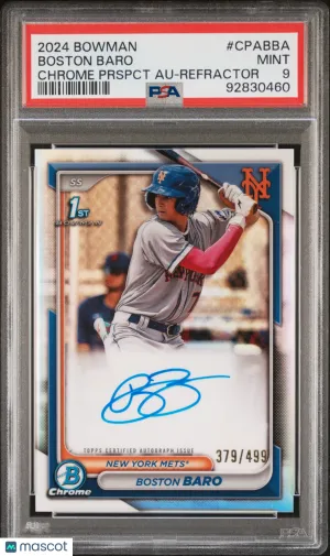 2024 Bowman Chrome Prospect Autographs Boston Baro Chrome Prspct Au Refractor PSA 9