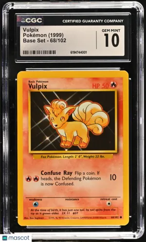 Vulpix 1999 Pokemon Base Set CGC 10 #68/102