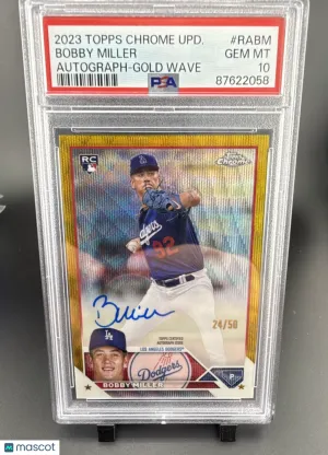 2023 Topps Chrome Update Series Bobby Miller #RA-BM Gold Wave Refractor / Parallel/Variety Rookie Insert PSA 10
