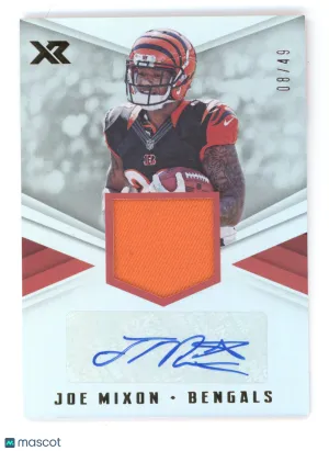 2017 Panini XR Joe Mixon #RSA-JMX Patch Autograph 08/49 Memorabilia
