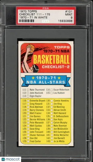 1970 Topps BASKETBALL Checklist 111-175 #101 PSA 9
