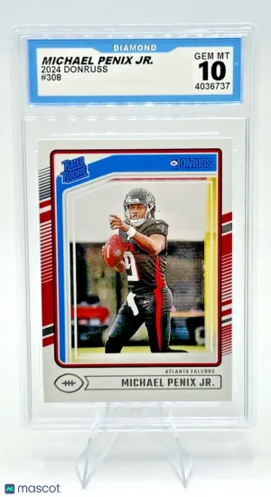 2024 Donruss Michael Penix Jr #308 Rated Rookie RC Falcons Diamond Gem Mint 10