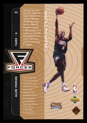 1998 Upper Deck Forces #F5 Allen Iverson Die-Cut Bronze /1000 back