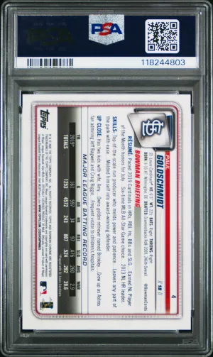 2020 Bowman Chrome Paul Goldschmidt #4 Purple Refractor /250 back