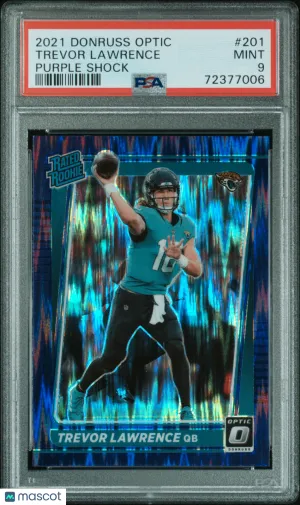 2021 Panini Donruss Optic Trevor Lawrence Purple Shock Rookie #201 PSA 9 Jacksonville Jaguars