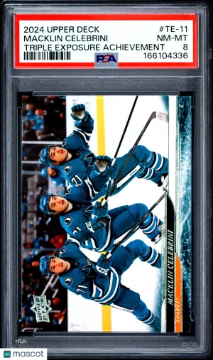 2024/25 Upper Deck Extended Series Triple Exposure Macklin Celebrini RC PSA 8