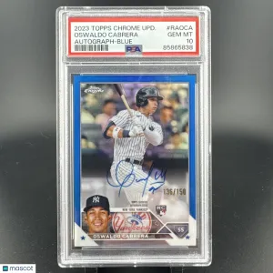 2023 Topps Chrome Update Series Oswaldo Cabrera #RA-OCA Blue Refractor / Parallel/Variety Rookie Insert PSA 10