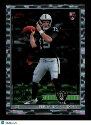 Fernando Mendoza 2026 Topps #91TR-1 91 Tribute Silver Foil Crackle RC Raiders