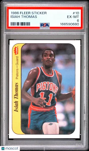 1986 Fleer Sticker Isiah Thomas #10 front