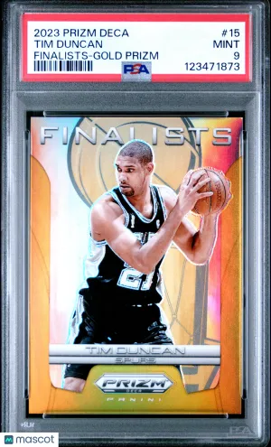 2023 Panini Prizm Deca Finalists Tim Duncan #15 Gold PSA 9 POP 2