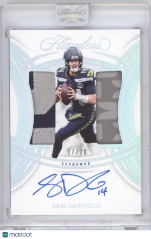 2025 Panini Flawless Dual Patch Autograph Sam Darnold #DPASDD Silver 17/20 Patch