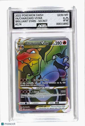 2022 Brilliant Stars Charizard VSTAR #174 Unlimited AGS 10