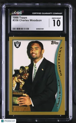 1998 Topps Charles Woodson Rookie #356 CGC 10 Los Angeles Raiders