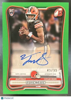 Flagship Taylen Green Base Paper Rookie Autograph Green #BPRA-TG Cleveland Browns