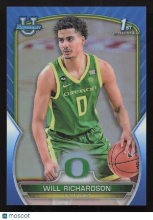 2022-23 Bowman University Chrome Will Richardson #31 Blue SN