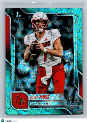 2024 Bowman Chrome University Football Card Miller Moss Aqua Mini-Diamond /325 #141 Louisville