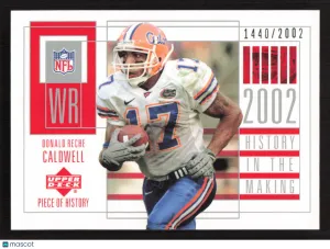 2002 UD Piece of History Reche Caldwell #129 SN,RC