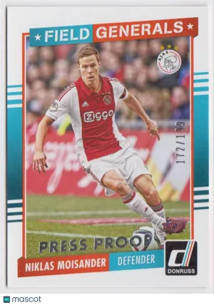 2015 Donruss Field Generals Silver Press Proof #10 Ajax Niklas Moisander 172/199