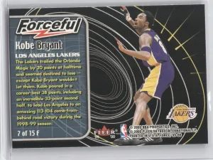 1999 Fleer Force Forceful Kobe Bryant #7 back