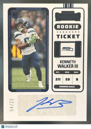 Zenith Kenneth Walker III Rookie Ticket RPS Preview Red #126 Seattle Seahawks